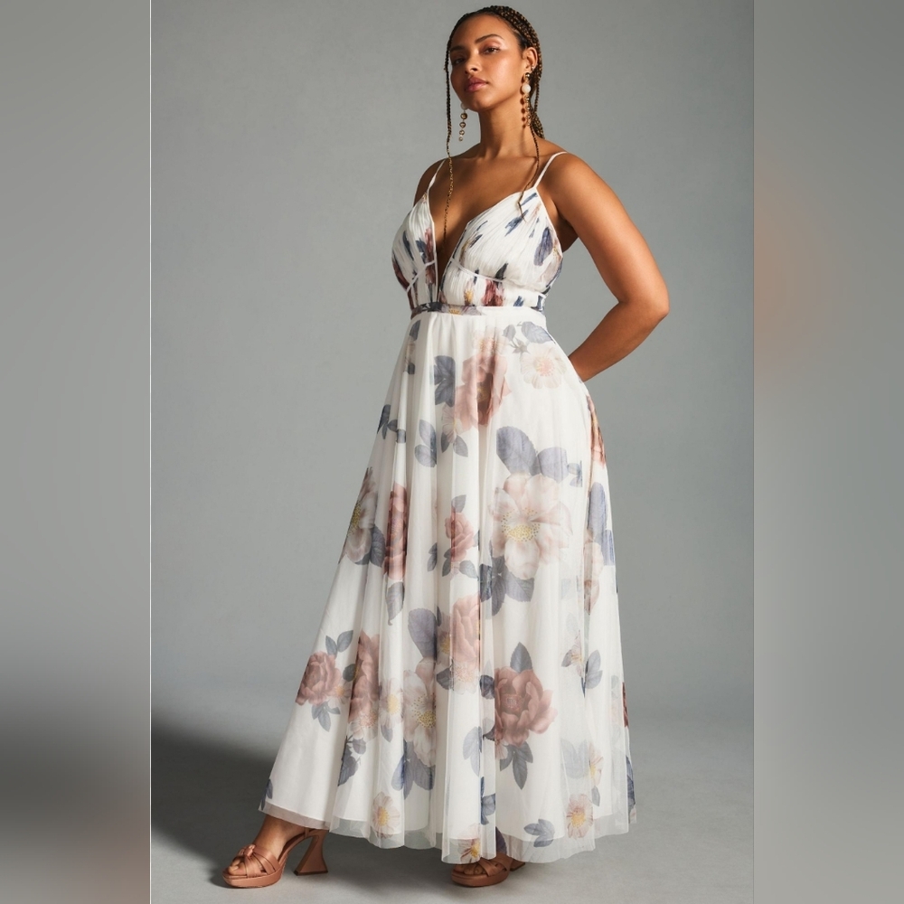 Anthropologie Geisha Designs V-Neck Corset Tulle Dress